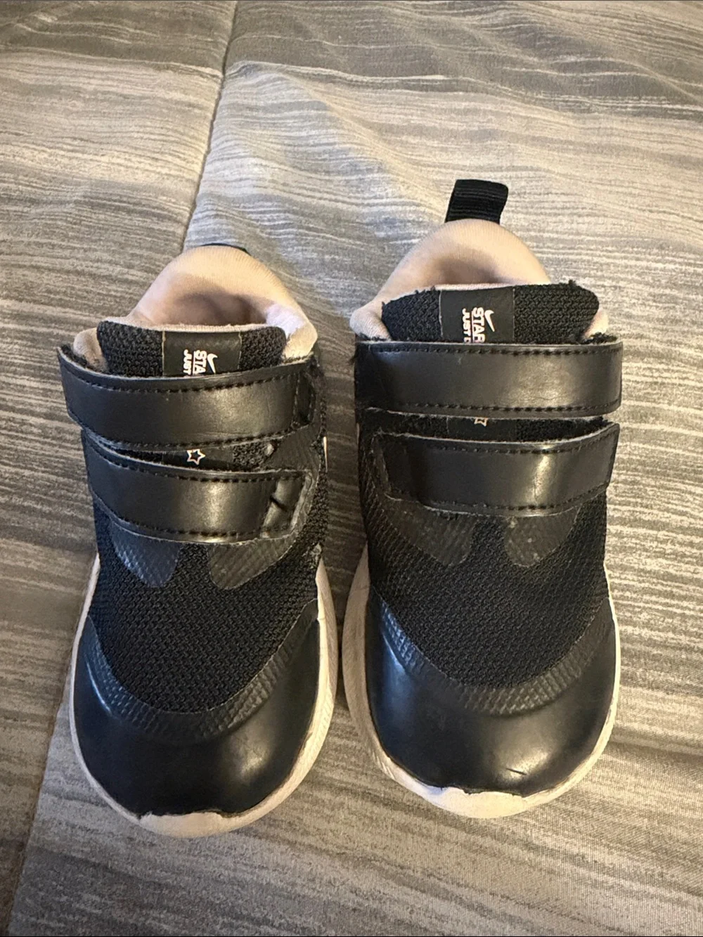 Nike Kids Black and Pink Velcro Sneakers